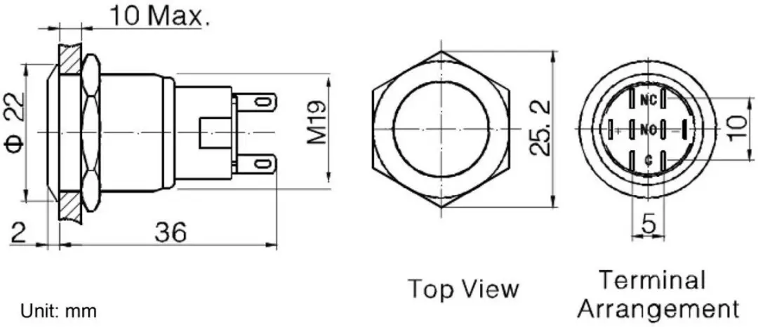 Tru Components LAS1-AGQ-11Z/S Drukschakelaar 250V/AC 3A - Staal