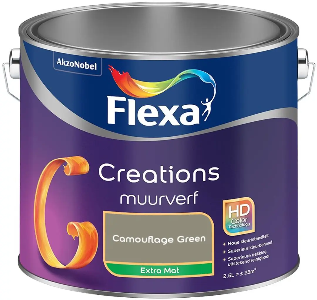 Flexa Creations Muurverf Extra Mat Camouflage Green 2,5L