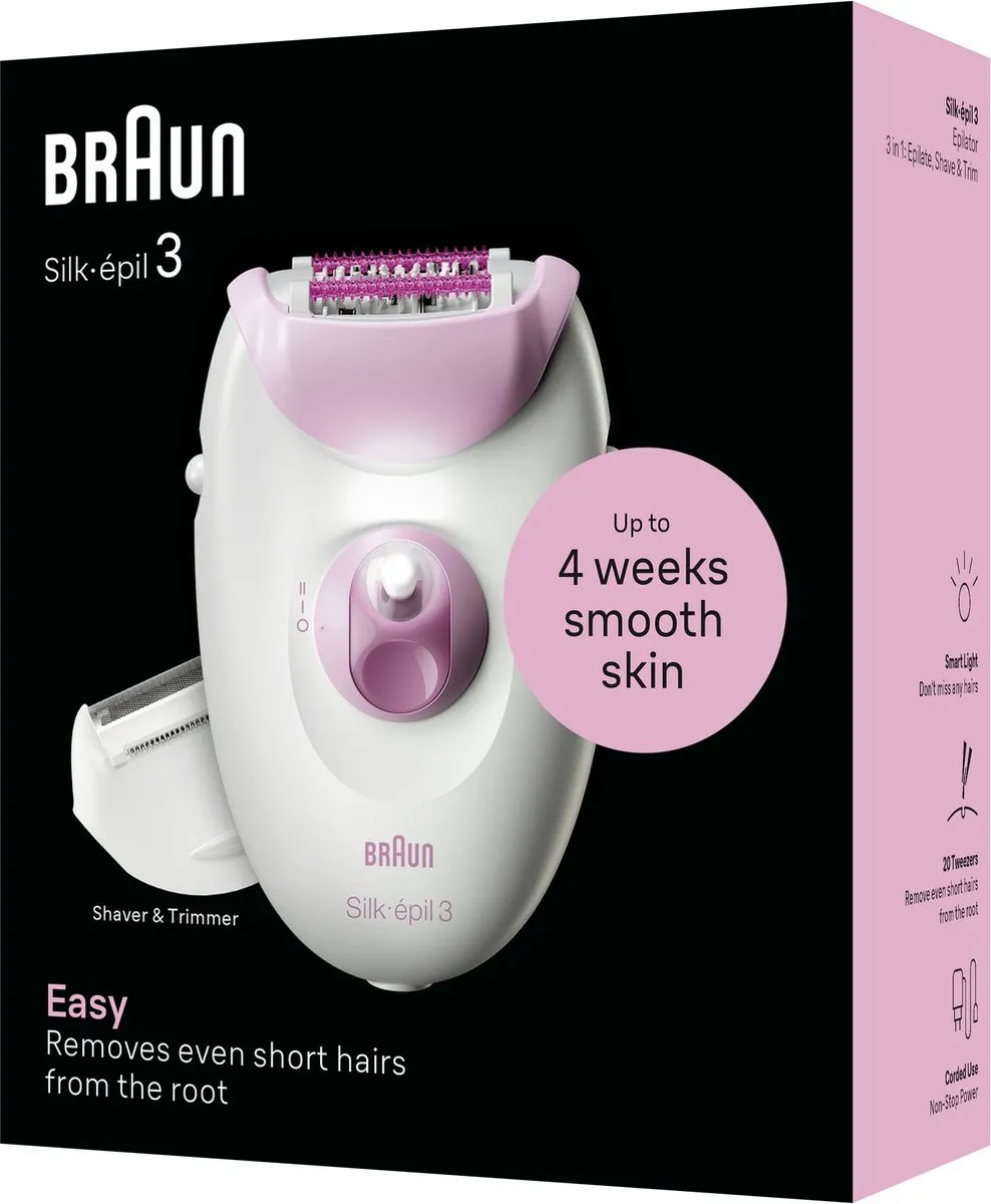 Braun SE3-031 Waterdichte Epilator - Roze/Wit
