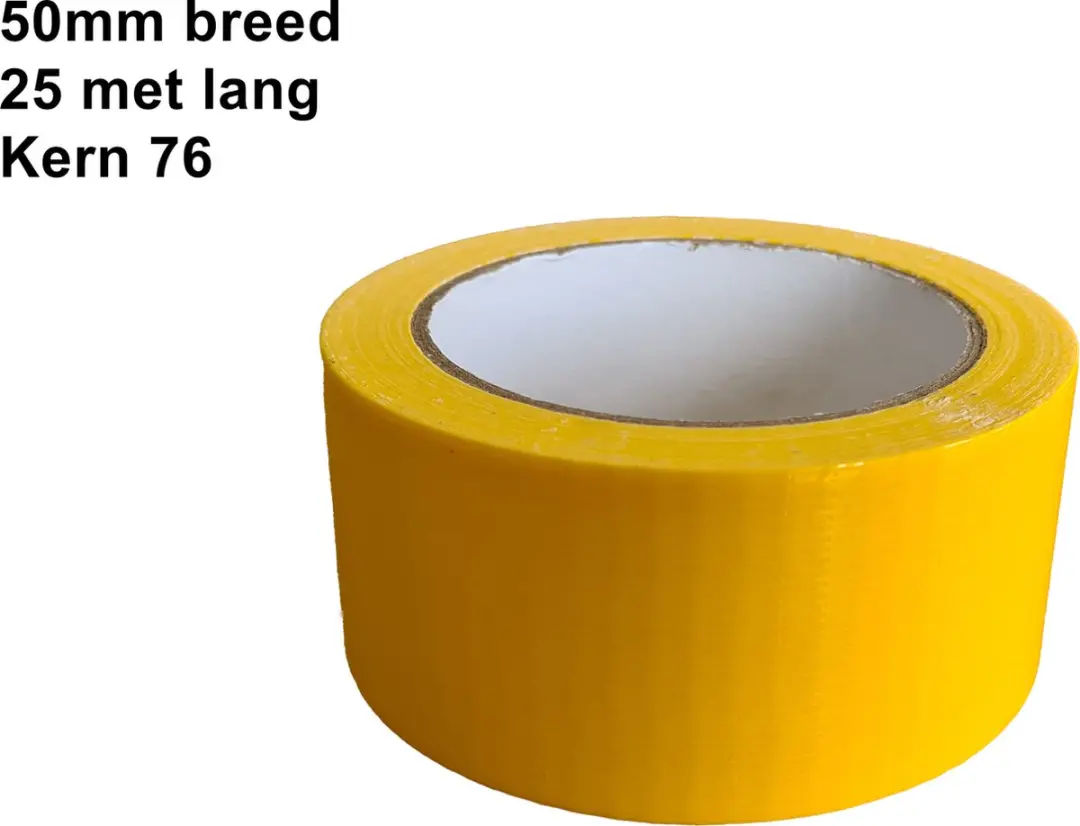 Kortpack Ducttape Geel 50mm x 25m - 1 Rol - afbeelding 3 van 6