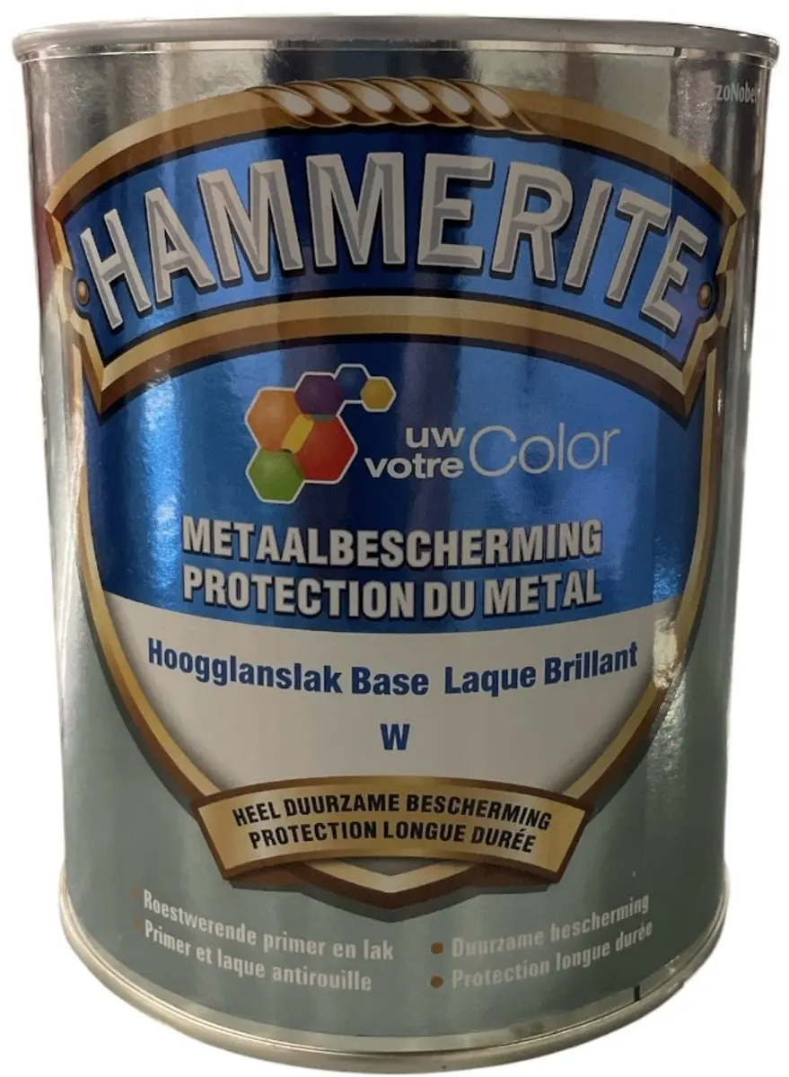 Hammerite Metaallak Hoogglans 1L RAL 9010 Pure White