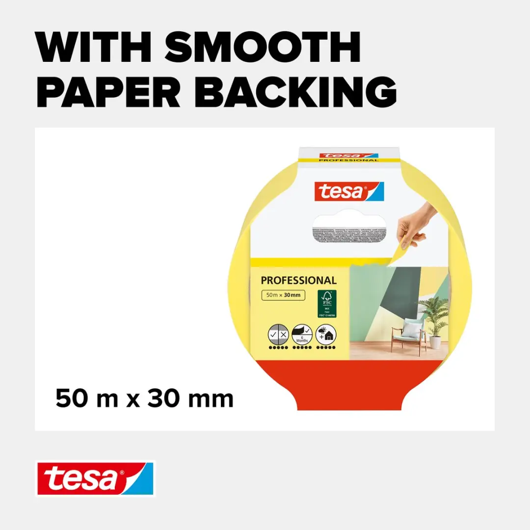 Tesa Professional Schilderstape Washi 50m x 30mm - 3 Stuks
