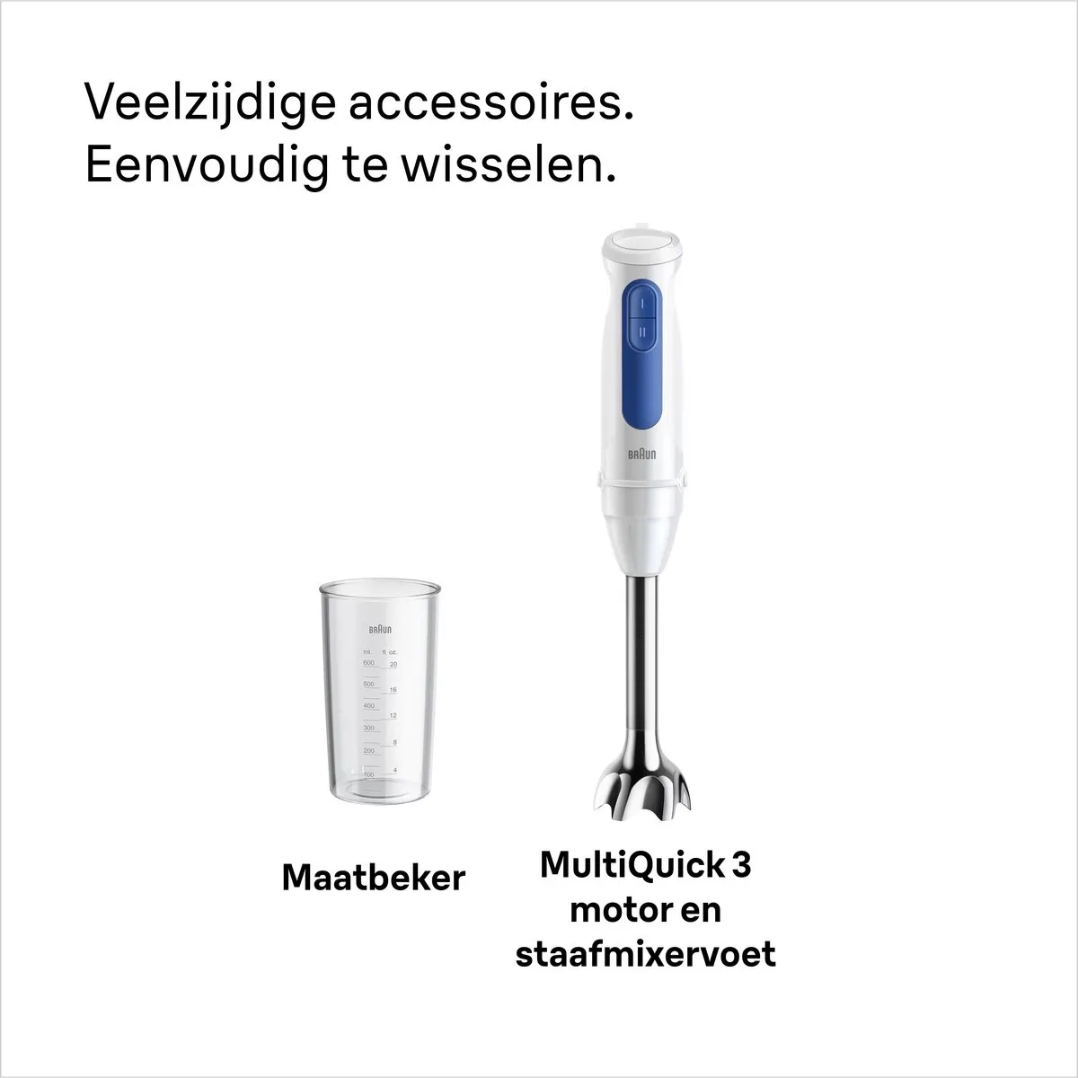 Braun Multiquick 3 MQ30.001M Staafmixer - 900W - Blauw/Wit - afbeelding 6 van 6