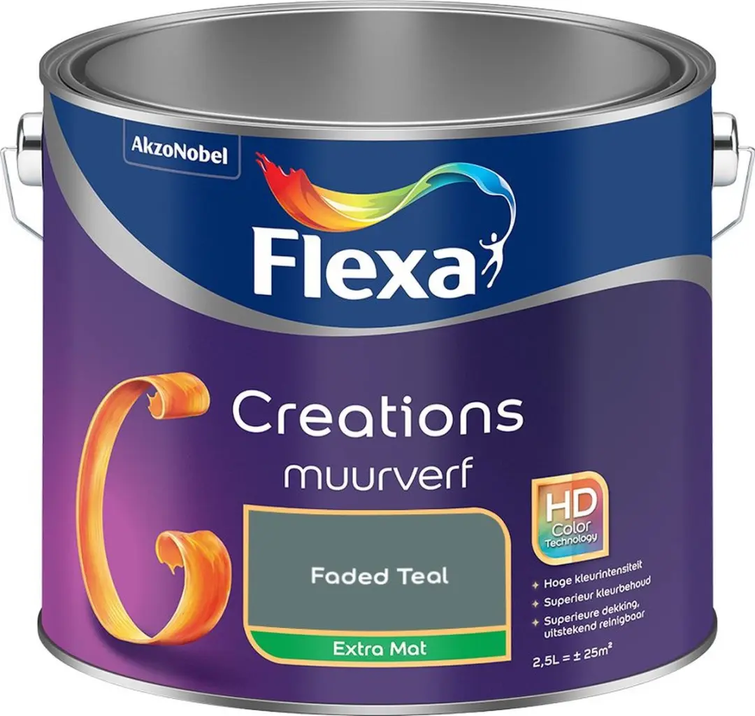 Flexa Creations Muurverf Extra Mat Faded Teal 2,5L
