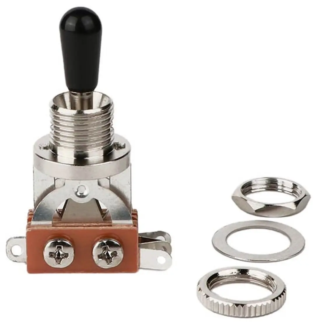 Boston SW-23-NB 3-Weg Toggle Switch met Zwarte Kap en Nikkelen Afwerking