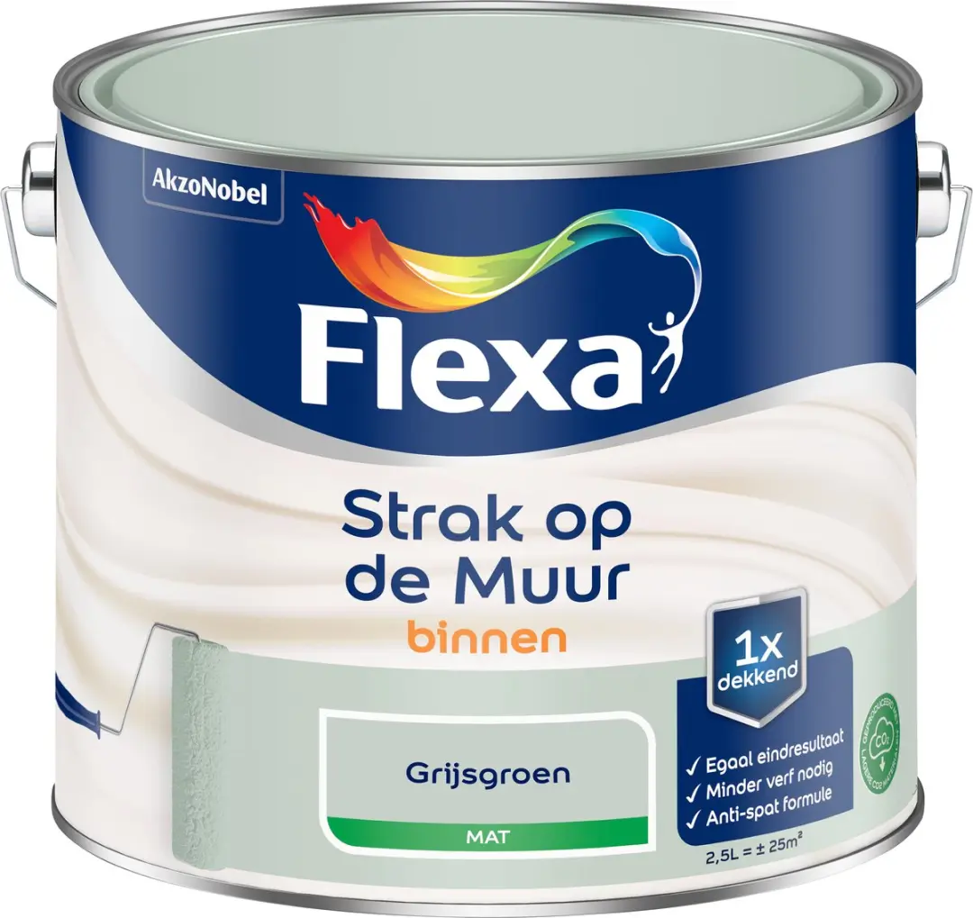 Flexa Strak Op De Muur Binnenmat Grijsgroen 2,5L