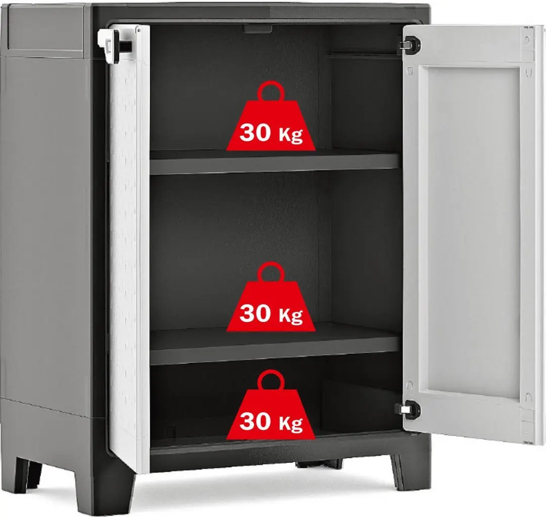 Keter Titan Lage Kast 246915 - 2 Planken 80x44x100cm - Zwart/Grijs