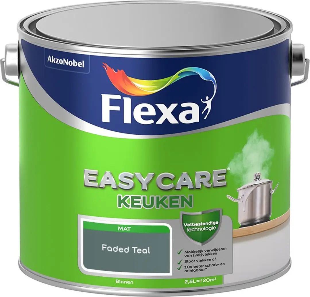 Flexa Easycare Keuken Mengverf Faded Teal 2,5L
