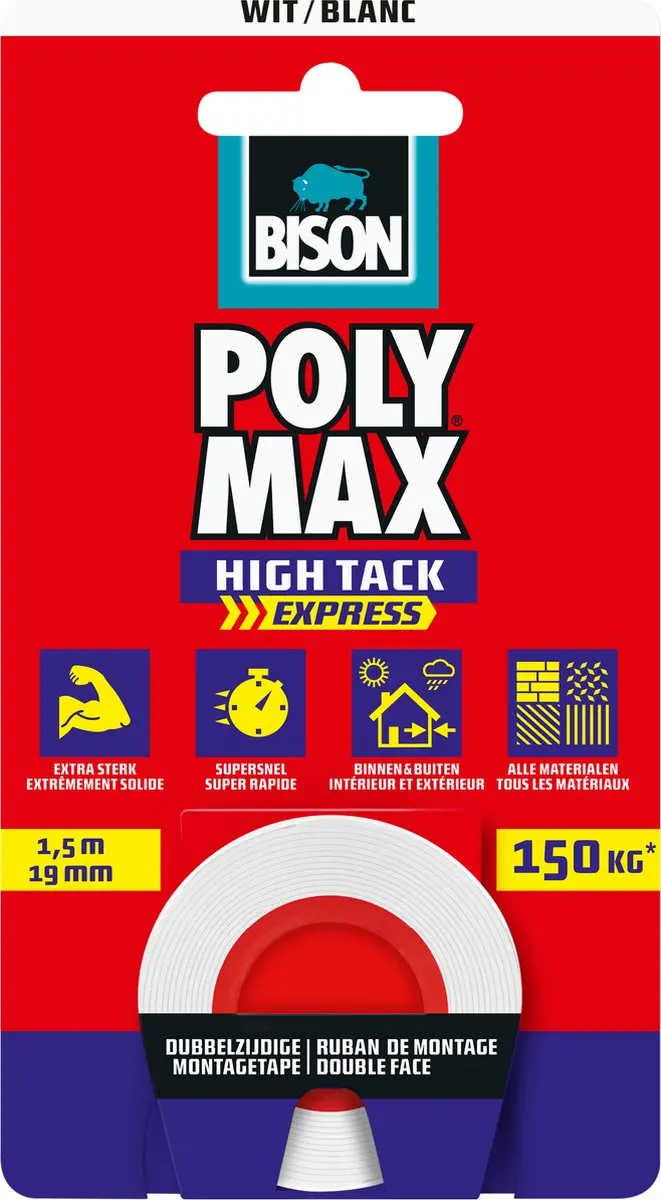 Bison Poly Max High Tack Express Montagetape 1,5m x 19mm
