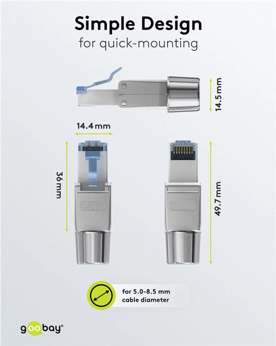 Goobay CAT 6A RJ45-connector STP - Metaal