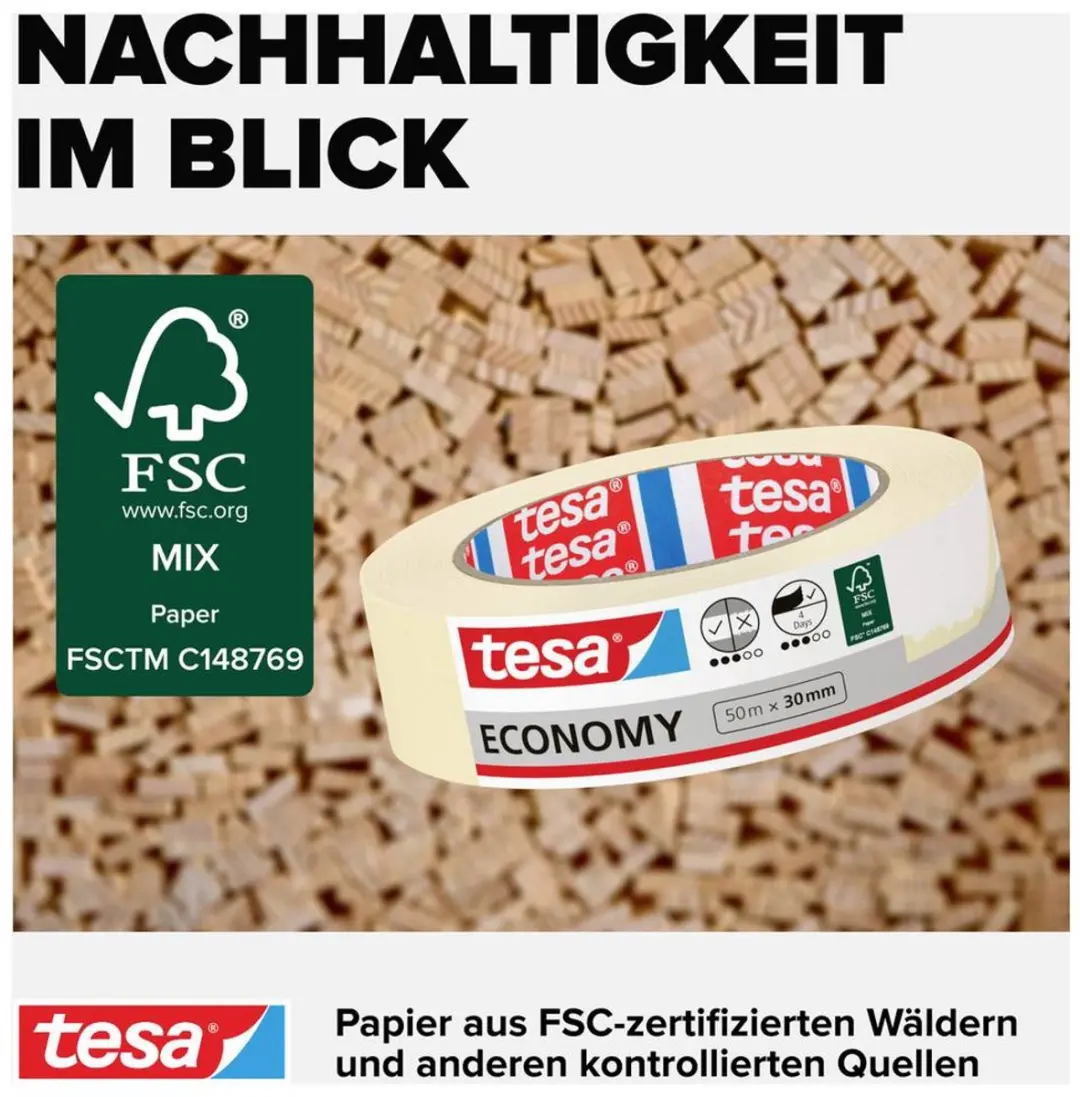 Tesa Masking Tape 30mm x 50m - 5 Stuks - Crème