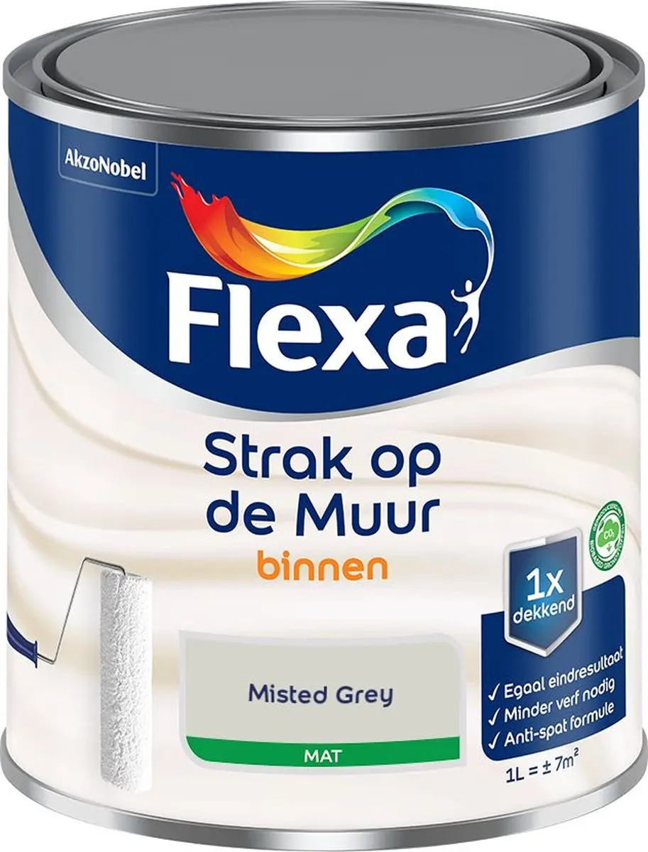 Flexa Strak Op De Muur Binnen Mat Misted Grey 1L