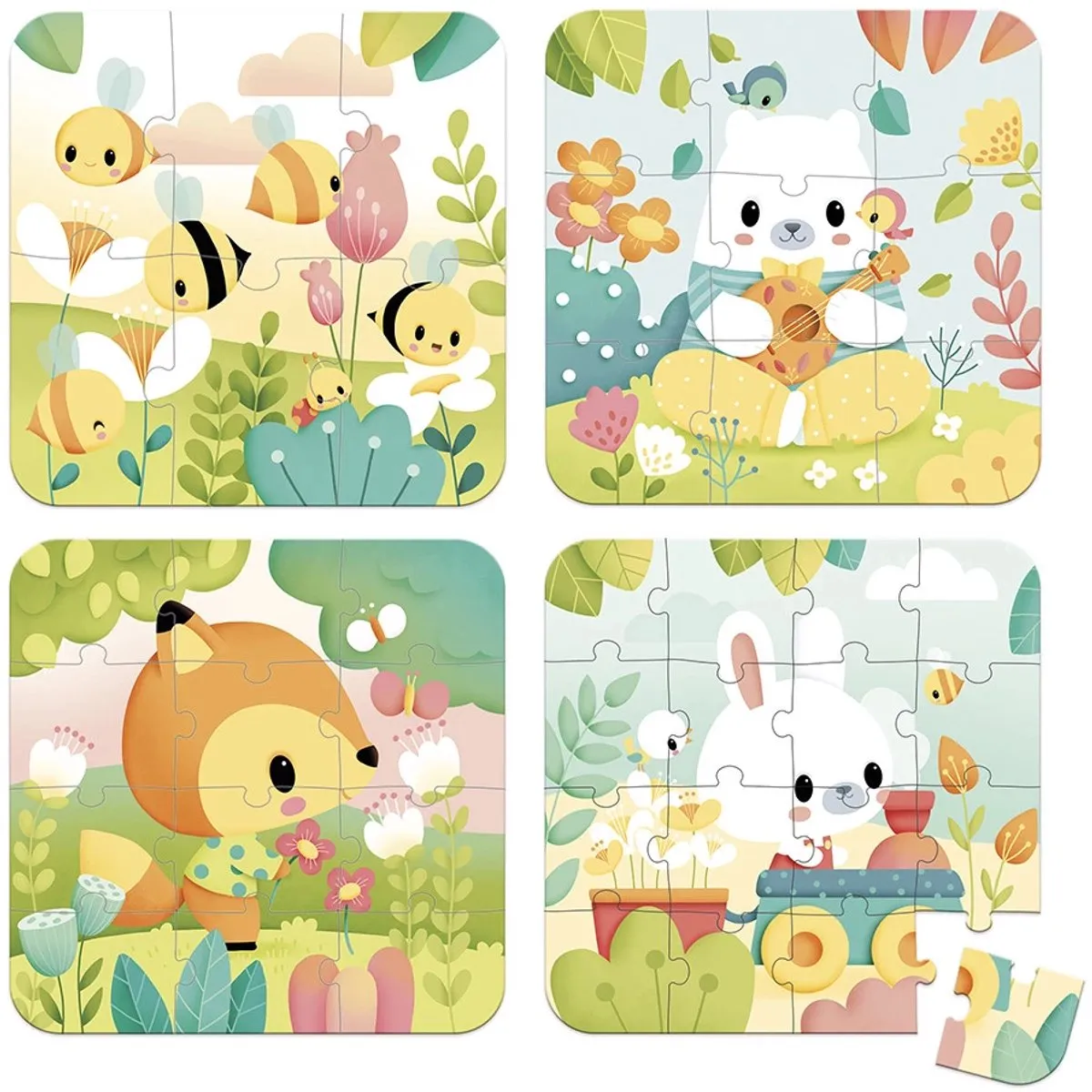 Janod Pure Puzzels 43 Stuks - 6/9/12/16 Delig - Vanaf 2 jaar