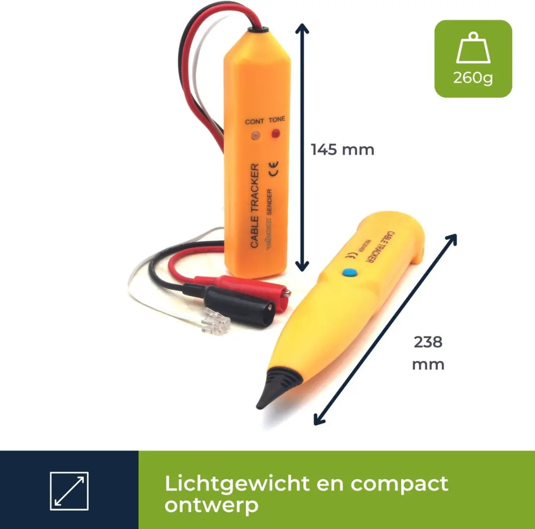 Velleman VTTEST11N Kabelzoeker & Tester - Geel - afbeelding 6 van 6