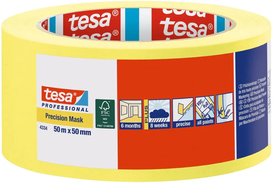 Tesa Precieze Masking Tape 19mm x 50m - Geel