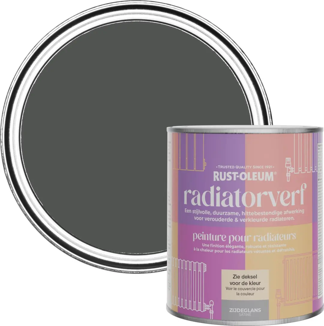 Rust-Oleum Donkergrijs Radiatorverf Zijdeglans 750ml