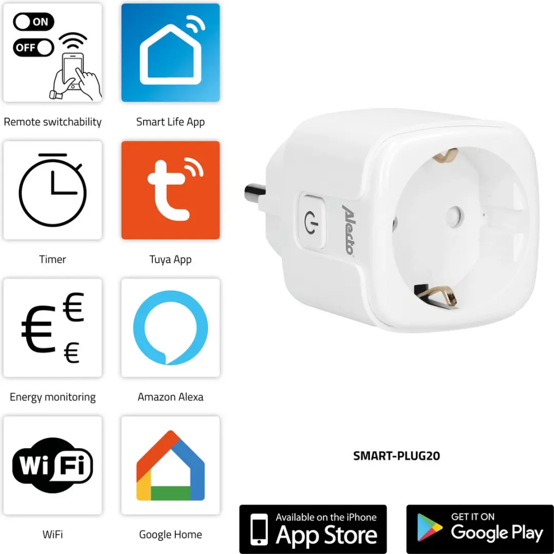 Alecto SMART-PLUG20 Smart Wifi Tussenstekker 16A Wit