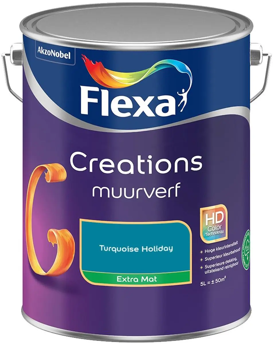 Flexa Creations Muurverf Extra Mat Turquoise Holiday 5L