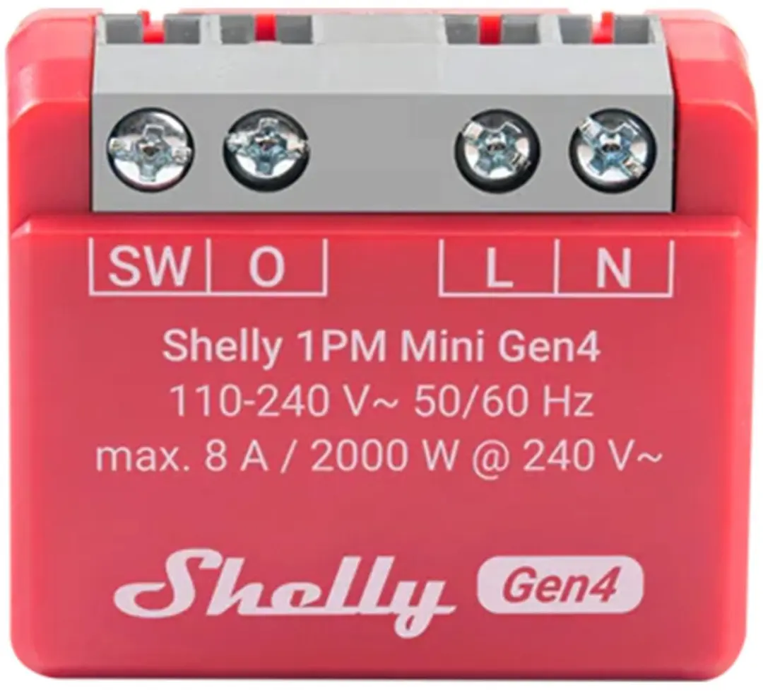 Shelly 1PM Mini Gen4 S4SW-001P8EU - Energie Module - Rood