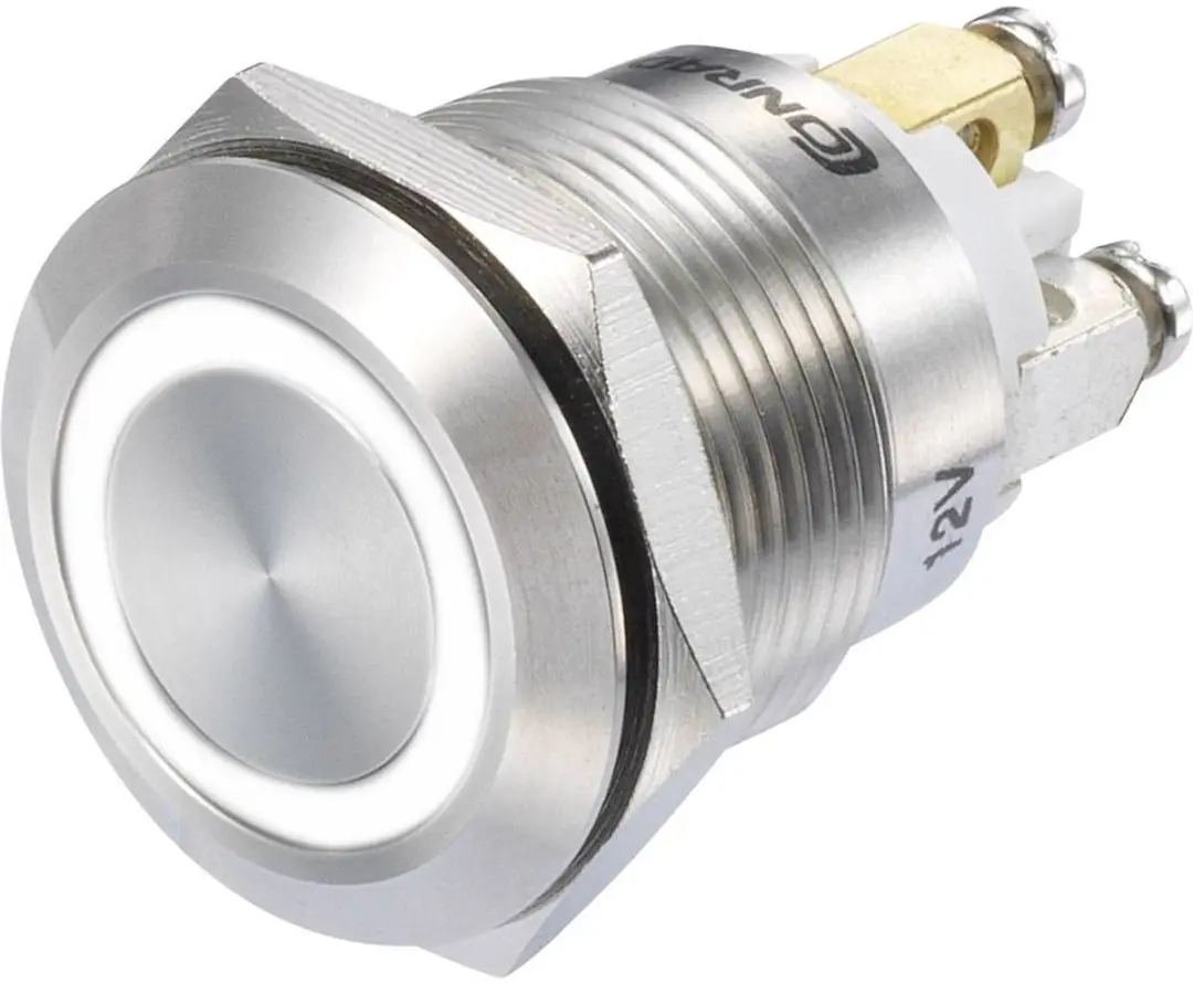 Tru Components GQ19F-10E/W/12V/S Drukschakelaar 48V