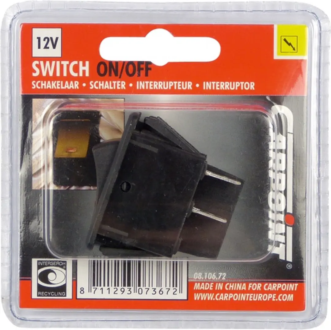 Carpoint LED Schakelaar 12V 35A - Rood - 35x19mm