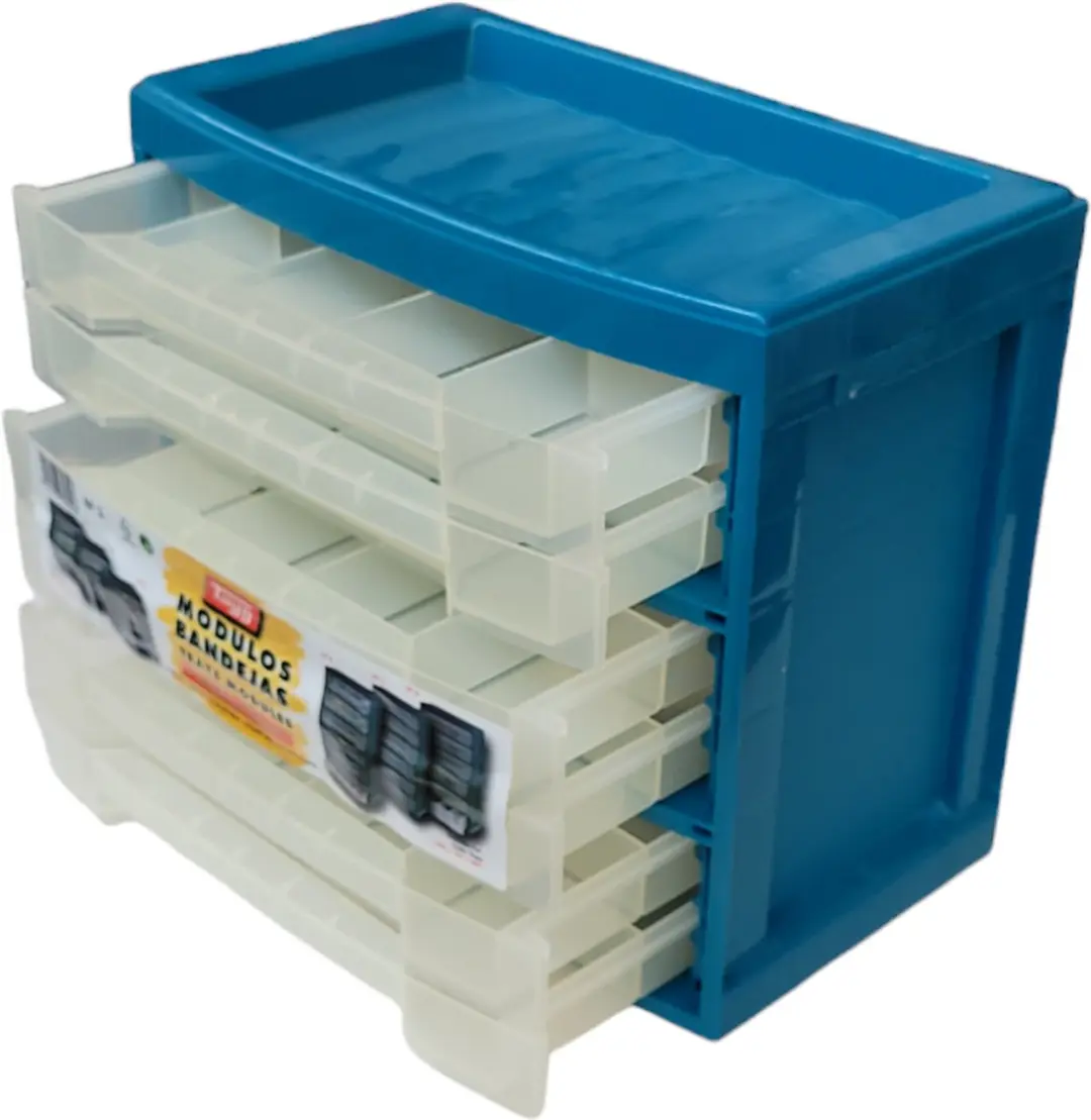 Tayg Opbergkist Sorteerdoos 6 Vakken - Transparant/Blauw