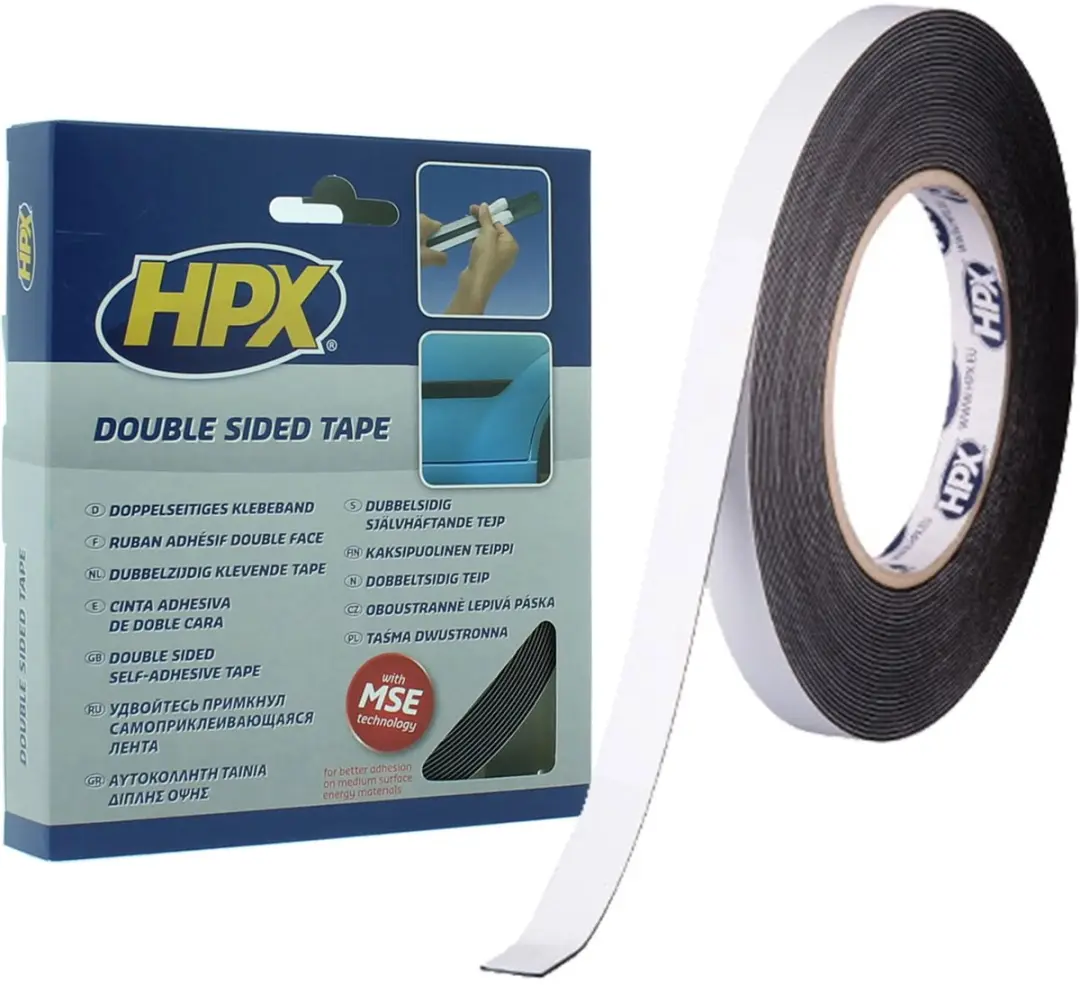 HPX Dubbelzijdige PE Bevestigingstape 12mm x 10m - Zwart