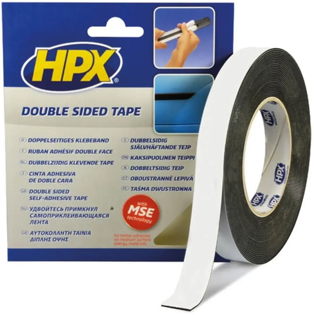 HPX Dubbelzijdige PE Bevestigingstape 12mm x 10m - Zwart