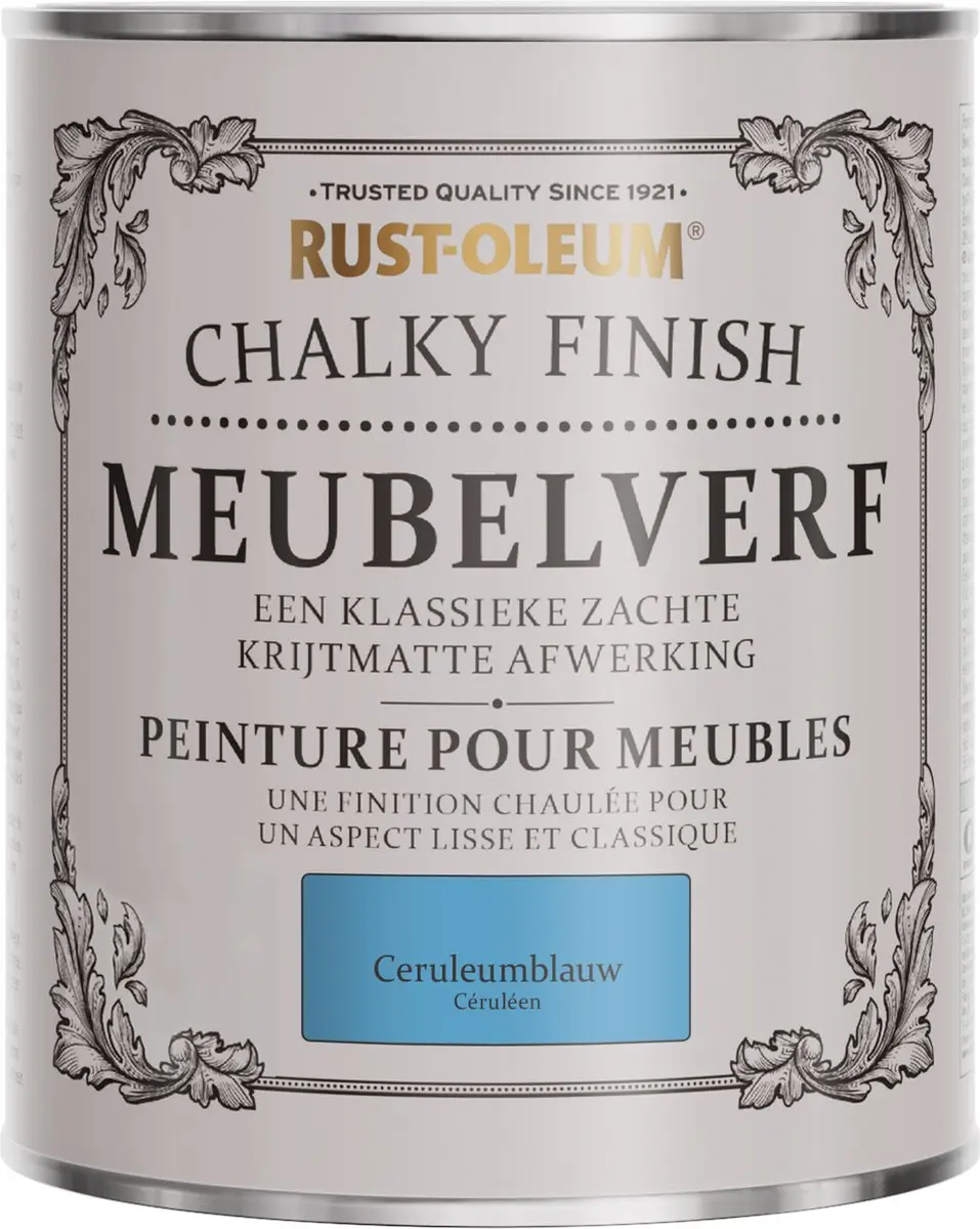 Rust-Oleum Blauw Chalky Finish Meubelverf 750ml - Ceruleumblauw