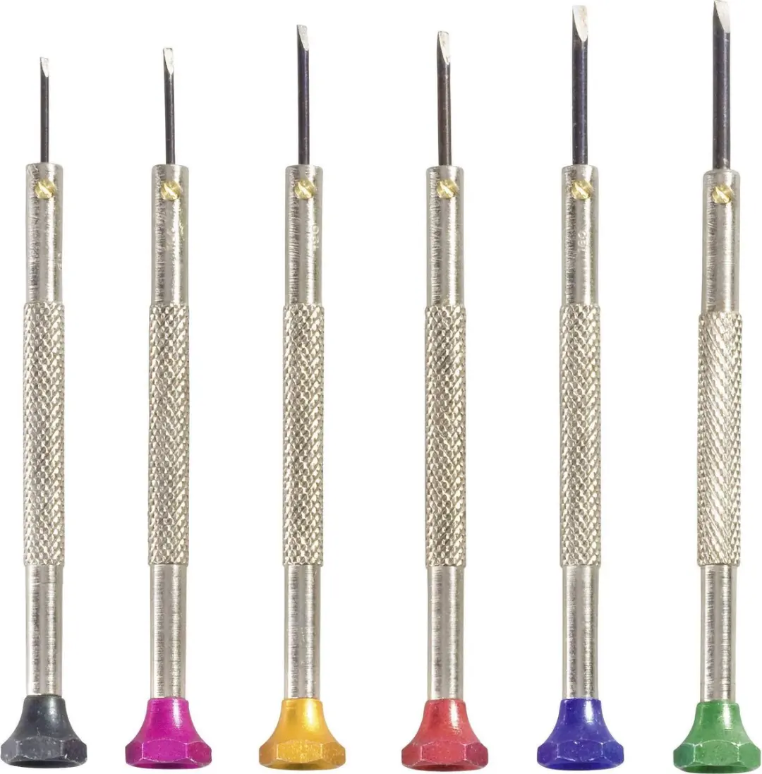 TOOLCRAFT Horlogemaker-schroevendraaierset 12-delig - 0,8-1,8mm - Chrome