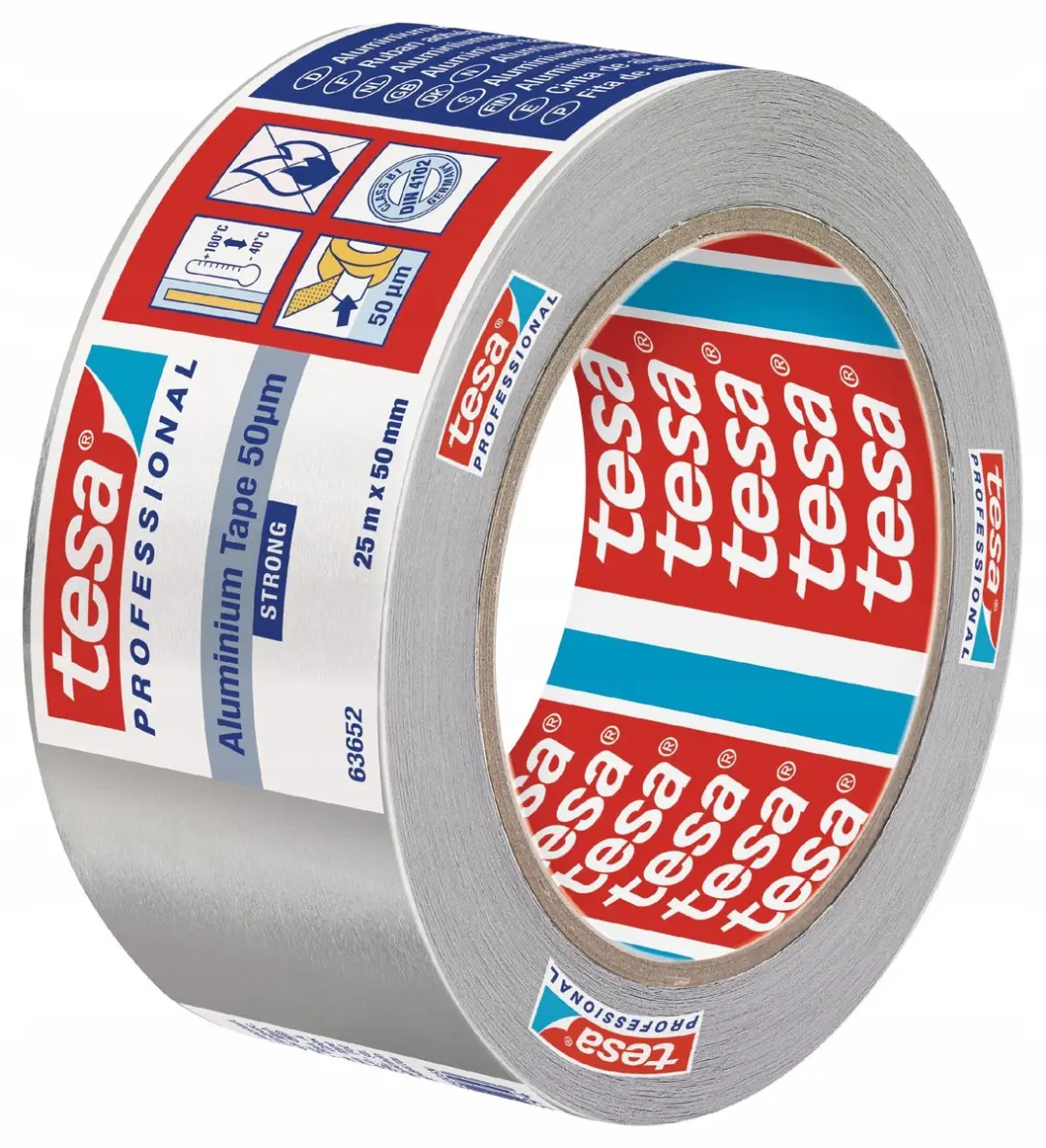 Tesa Professional Aluminium Repartape 25m x 50mm - Snel Verwijderbaar
