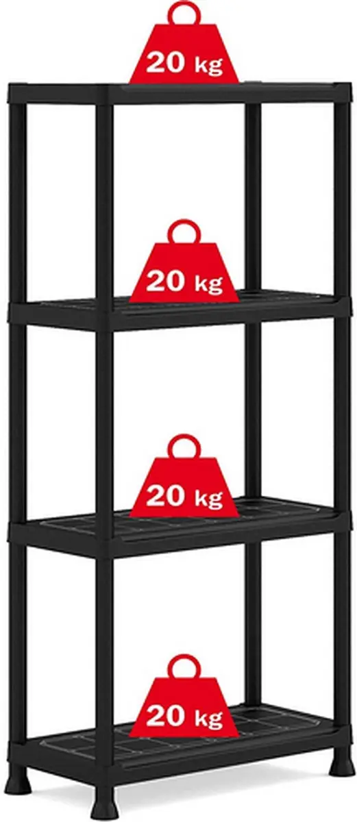 Keter Kunststof Opbergkast Zwart - 4 Planken