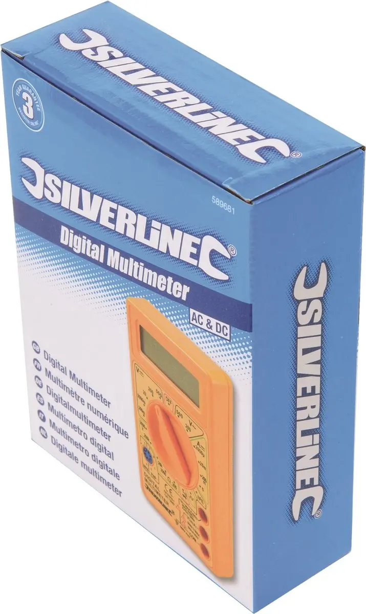 Silverline 589681 Digitale Multimeter - AC/DC Spanning/Stroom/Weerstand - Oranje