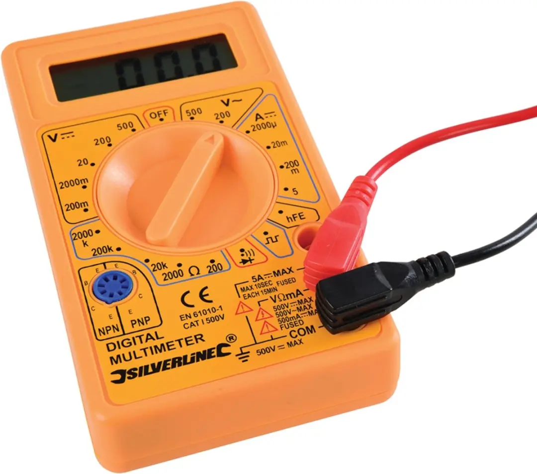 Silverline 589681 Digitale Multimeter - AC/DC Spanning/Stroom/Weerstand - Oranje