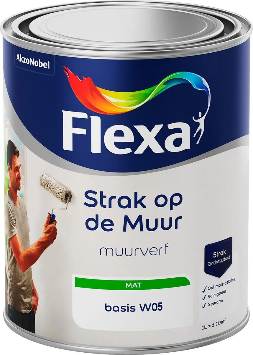 Flexa Strak op de Muur Binnen Muurverf Mat Midden Kokos 1L