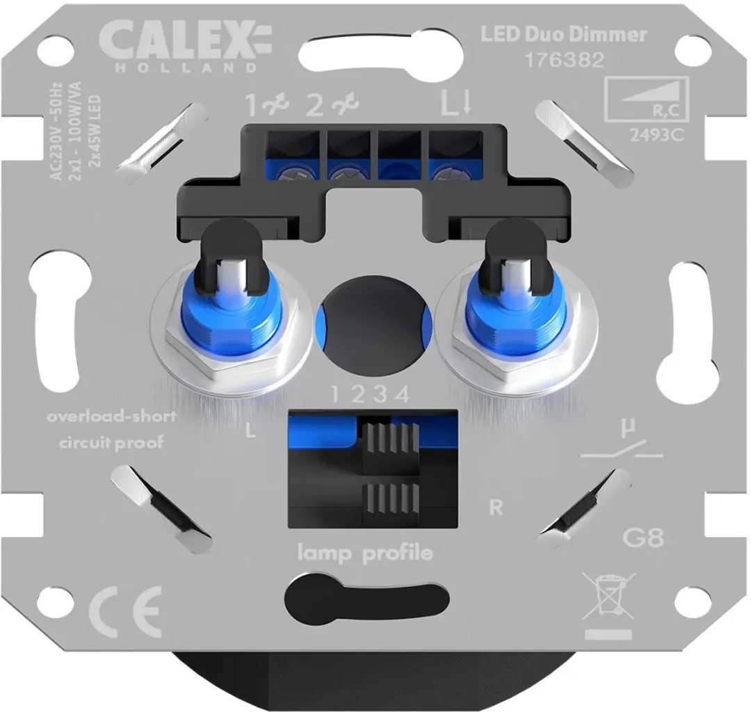 Calex LED Duo Wanddimmer Inbouw 3-40W Fase afsnijding