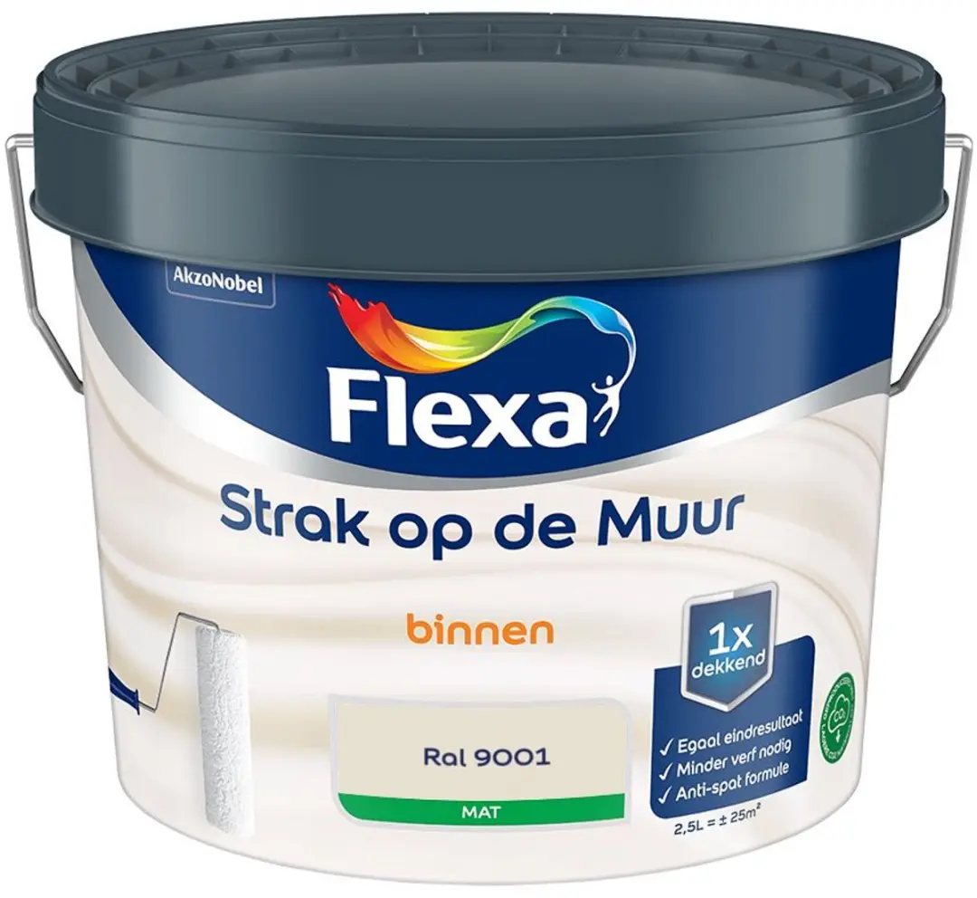 Flexa Strak Op De Muur Binnen Mat Mengverf 2,5L - Crème Wit