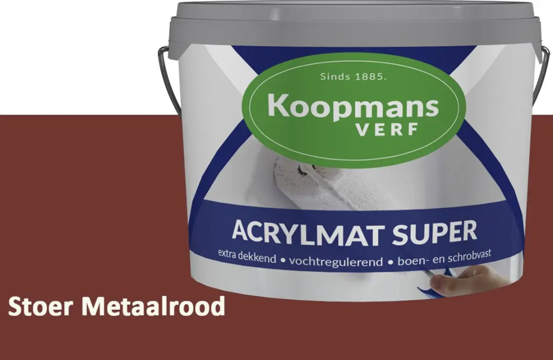 Koopmans Acrylmat Super Matte Muurverf 1L - Stoer Metaalrood