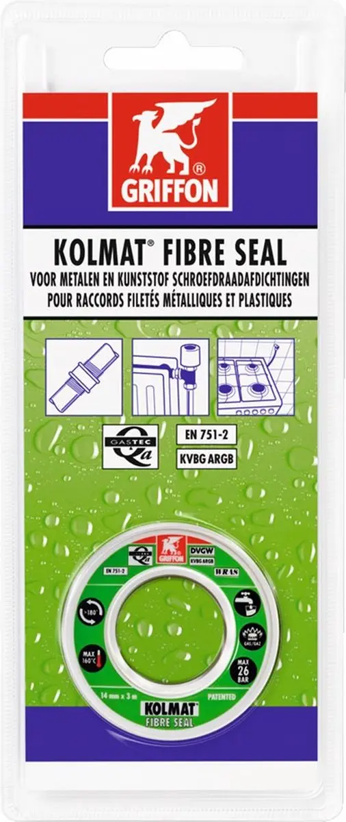 Griffon Kolmat Fibre Seal Afdichtingsband 3m x 14mm - Groen/Wit