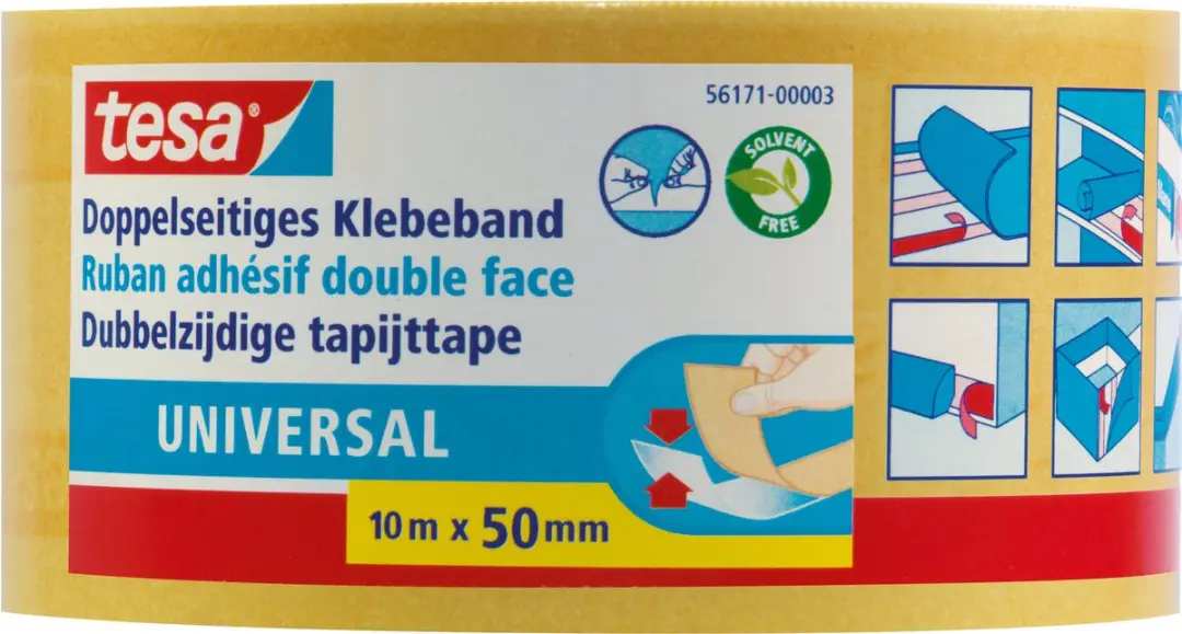 Tesa Dubbelzijdig Plakband Universeel 10m x 50mm - Wit