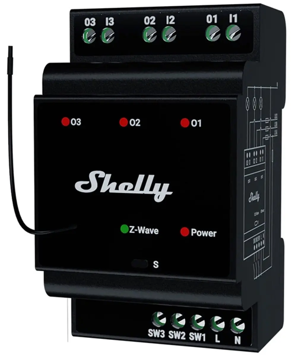 Shelly 3-Kanaals Z-Wave Relais 3800238071998