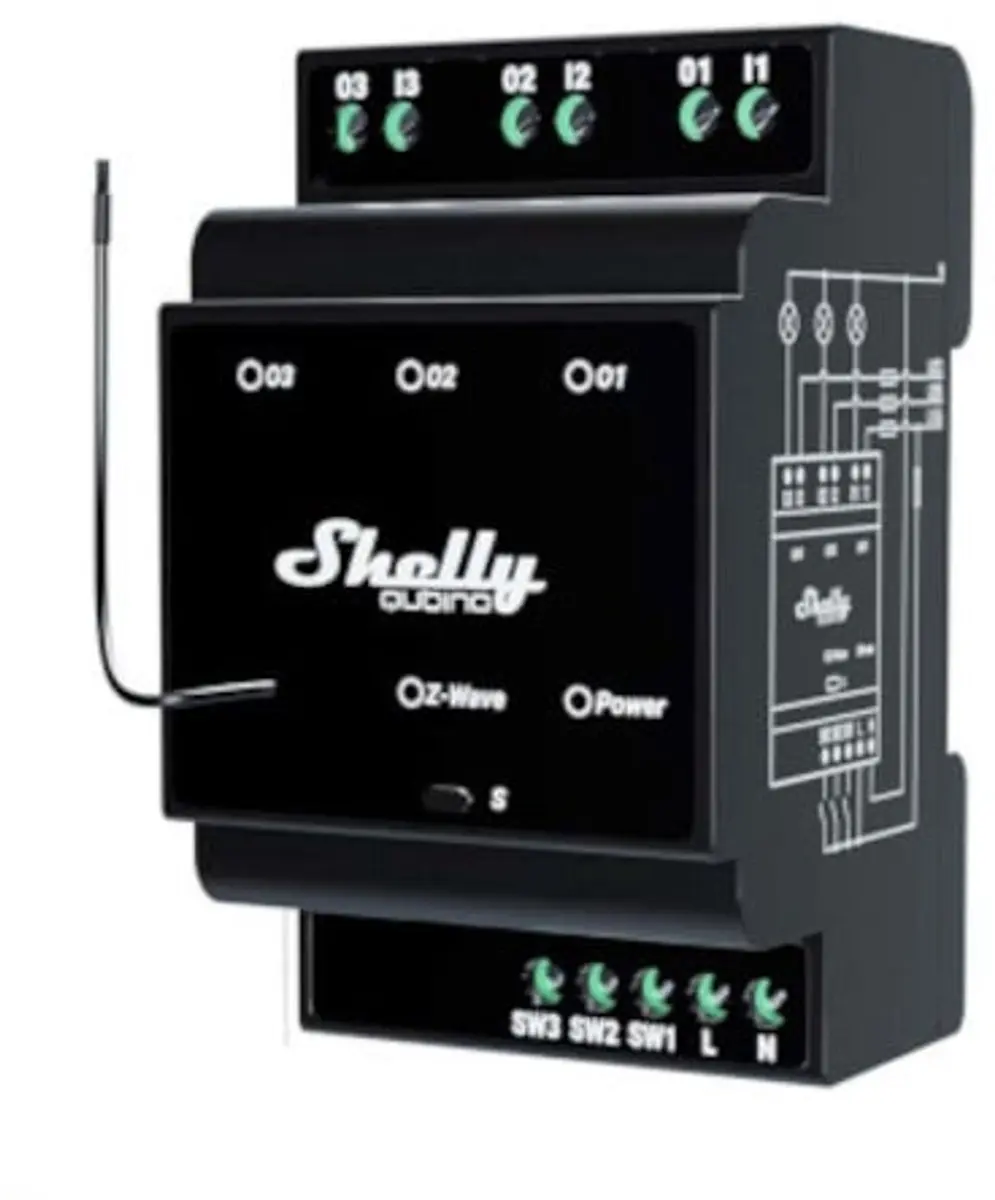 Shelly 3-Kanaals Z-Wave Relais 3800238071998 - Zwart - afbeelding 6 van 6