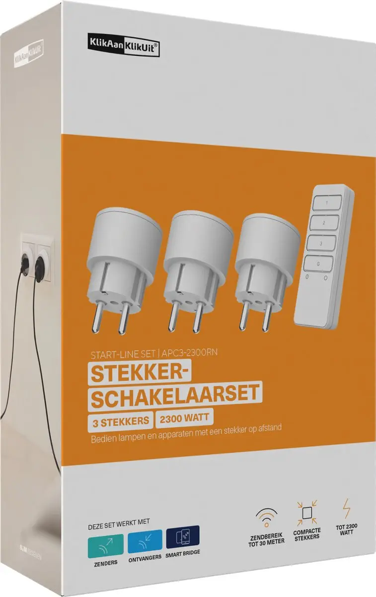 KlikAanKlikUit Startset APC3-2300RN Draadloze Schakelaars - 3 Stuks - 2300W - Wit