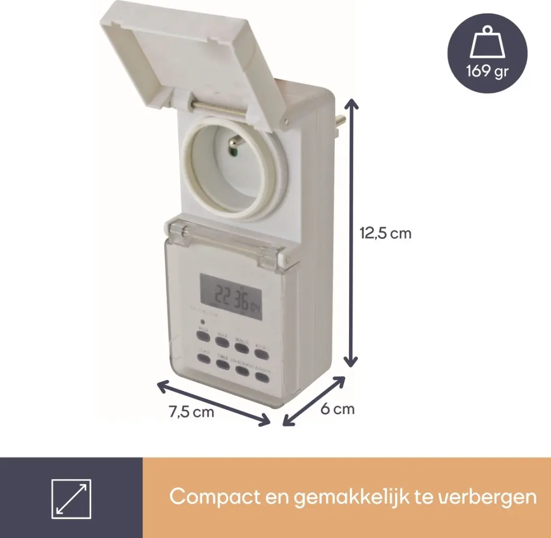 Perel Weektimer 3600W IP44 - Wit