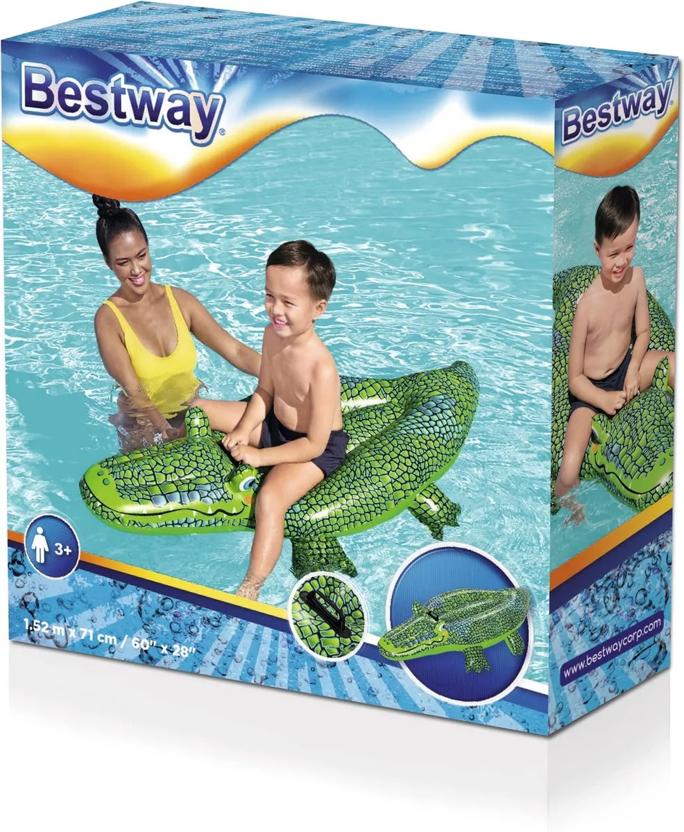 Bestway Opblaas Krokodil 148x6,7x2,9cm - Stevig PVC - Groen