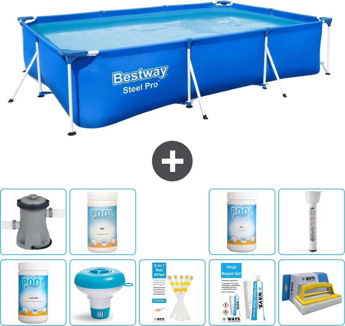 Bestway Steel Pro Zwembad 300x201x66cm Blauw