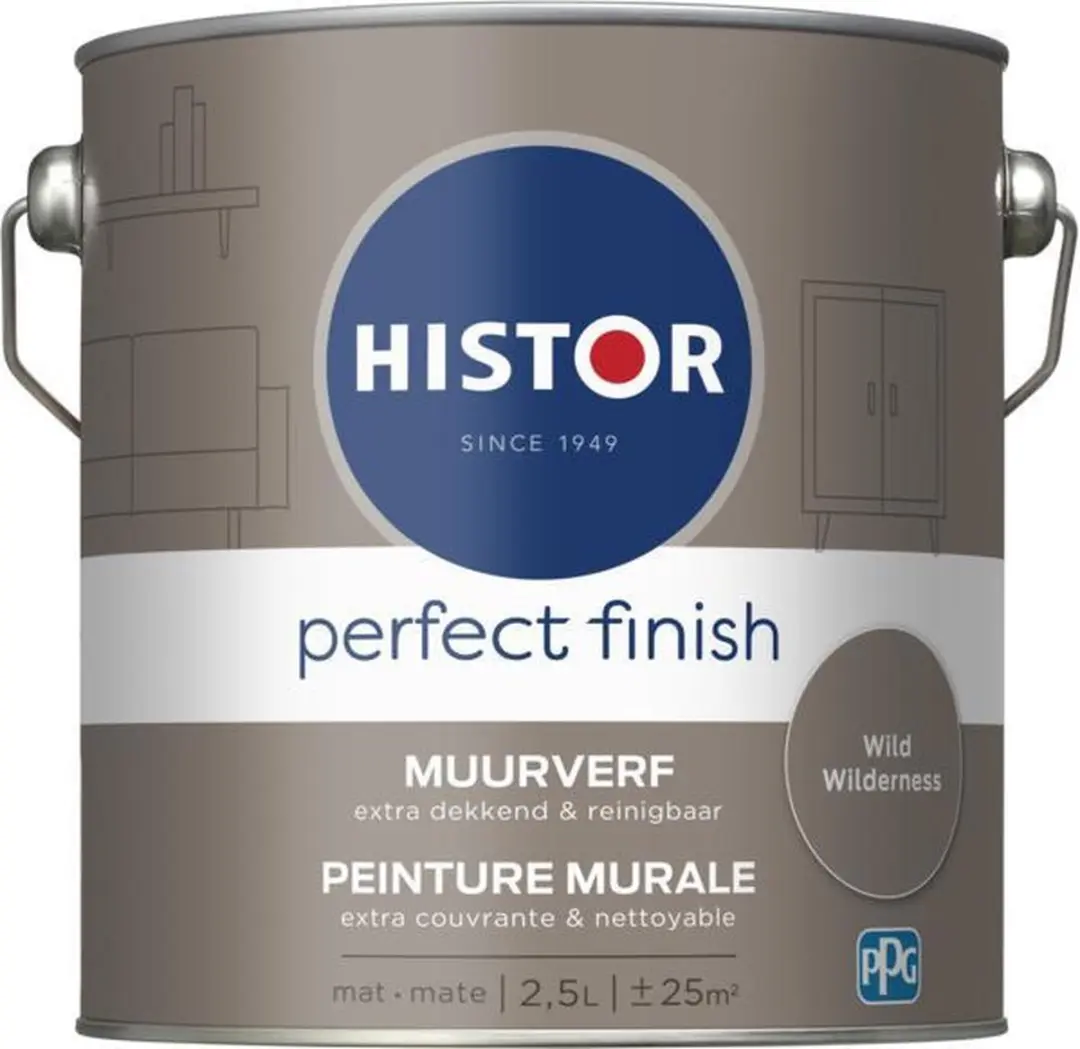 Histor Perfect Finish Muurverf Mat Bruin 2,5L