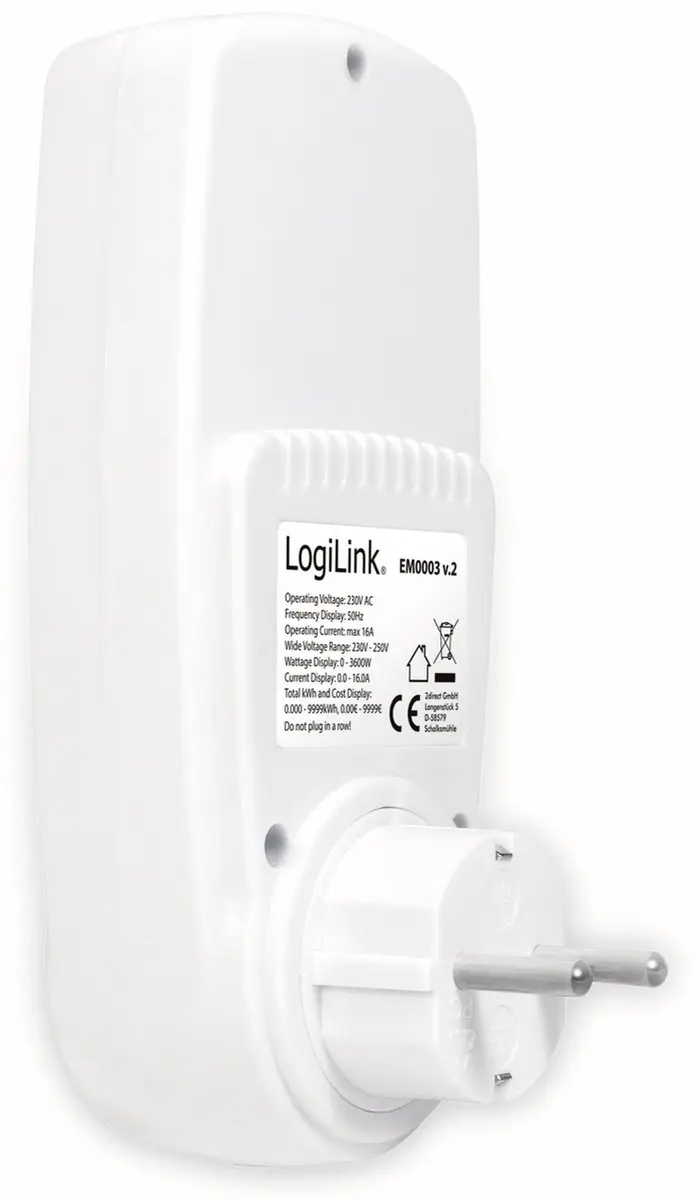 Logilink Energiekostenmeter - 1 Stopcontact Wit