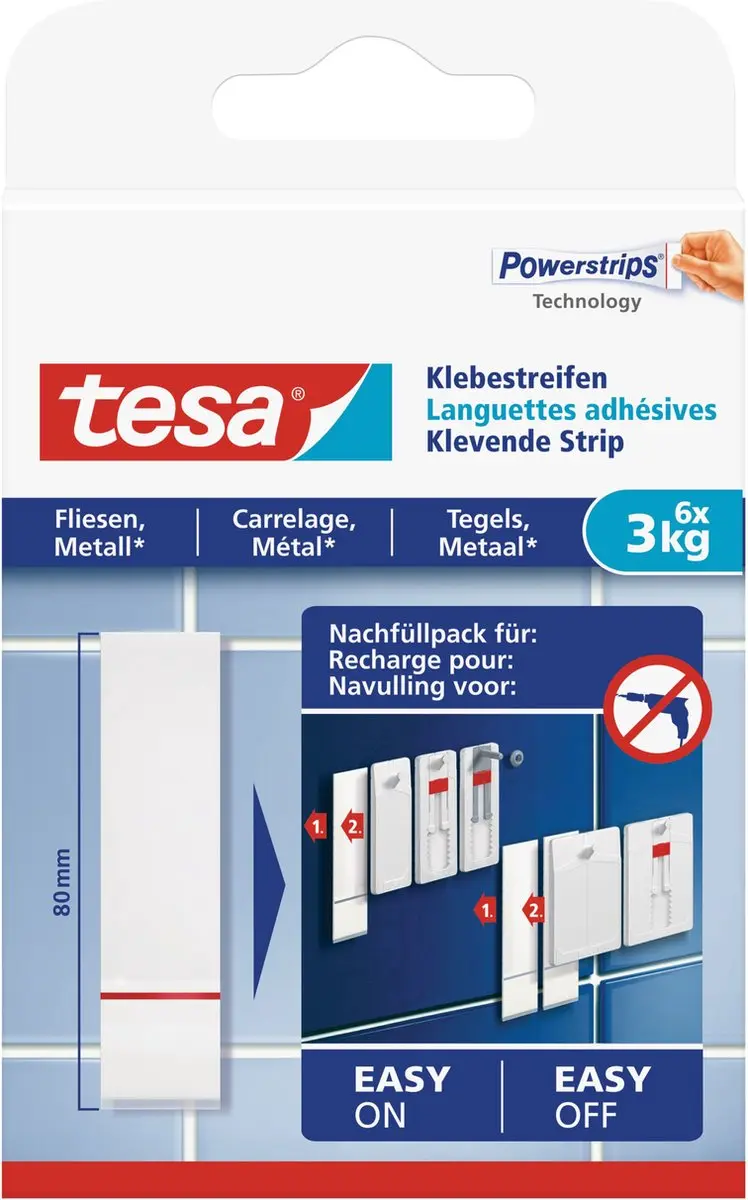 Tesa Powerstrips Dubbelzijdig 12 Stuks - Wit
