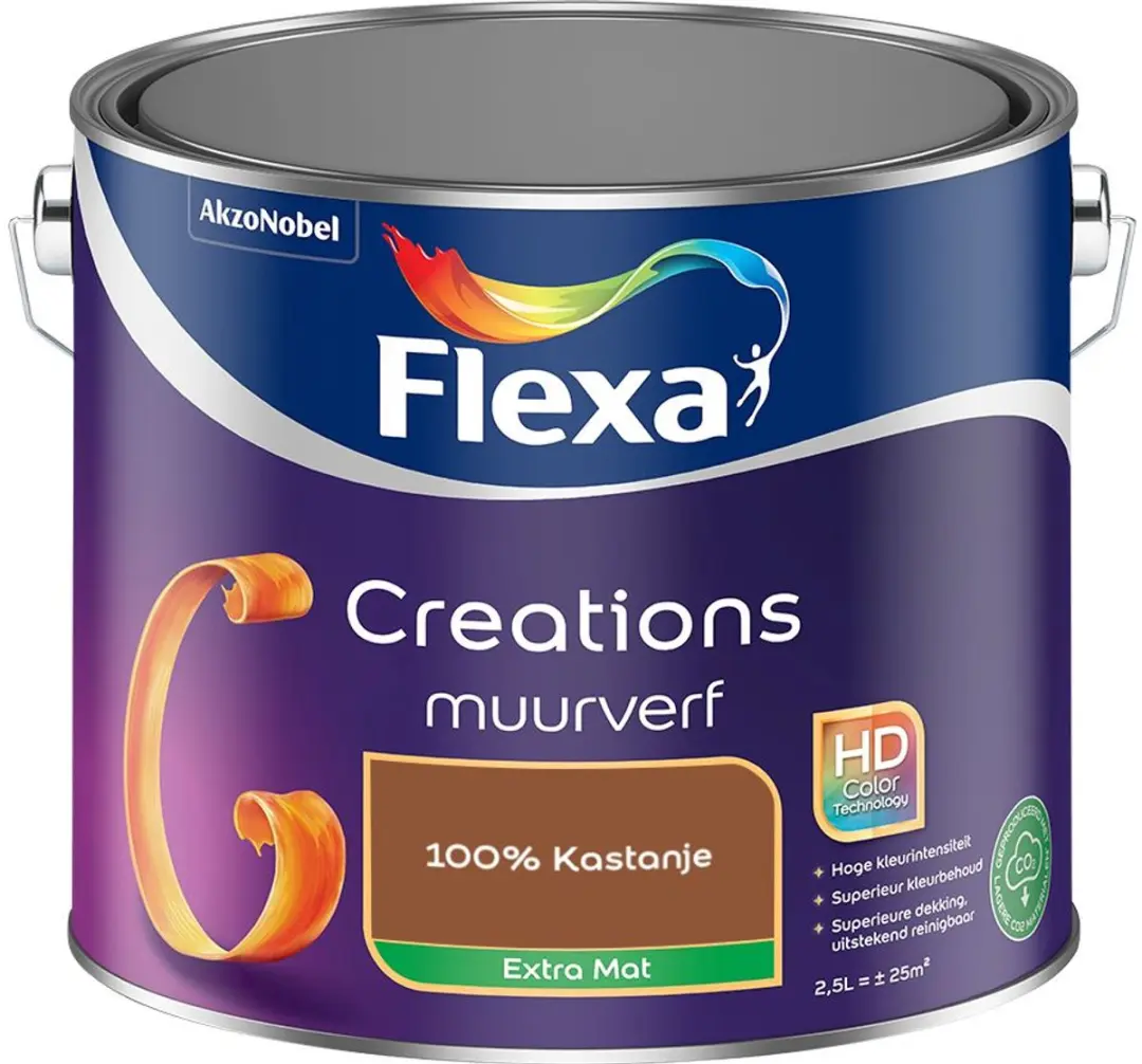 Flexa Creations Muurverf Extra Mat 100% Kastanje 2,5L
